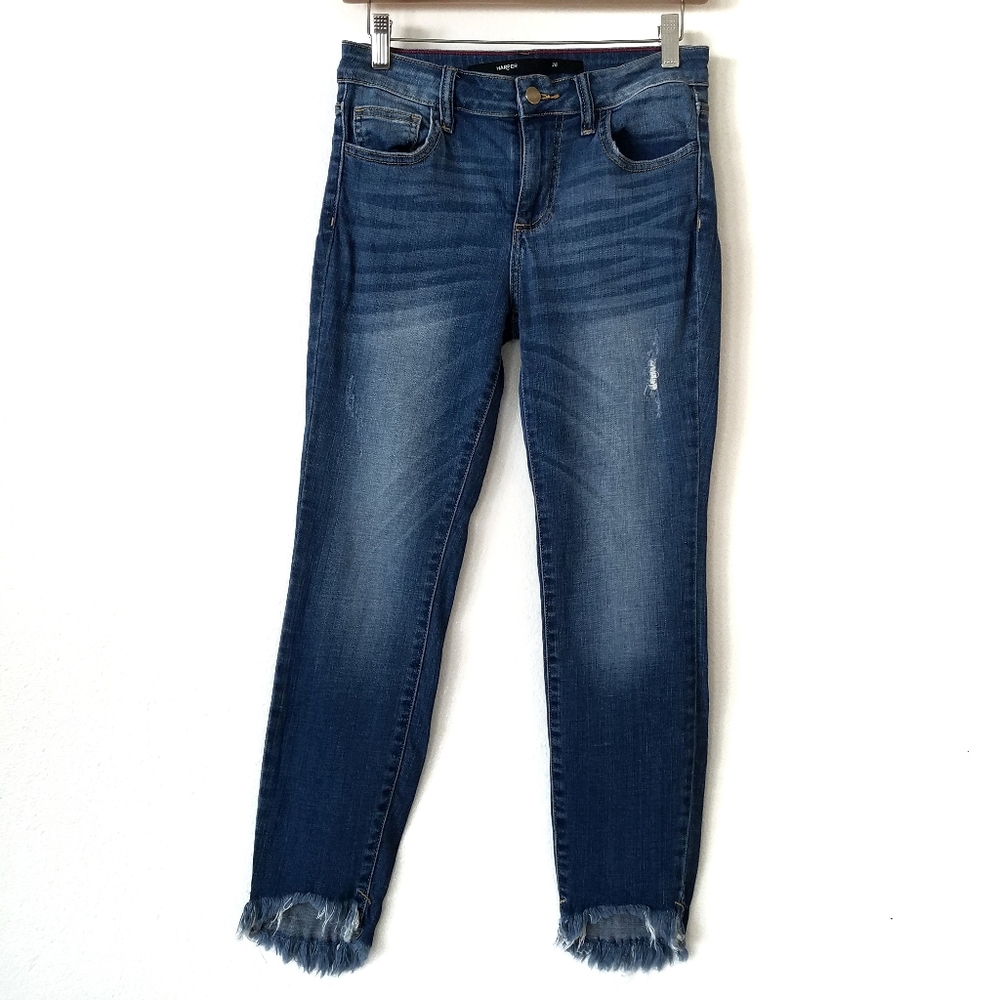 Harper Raw Frayed Hem Distressed Croped Jeans